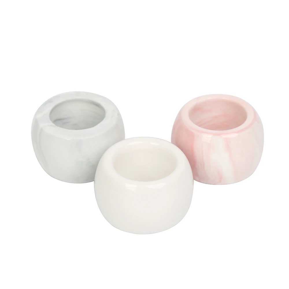 

Wholesale Tiny Pink White Grey Ceramic Marbling Round Electric Toothbrush Holder With Polisher, Customized color