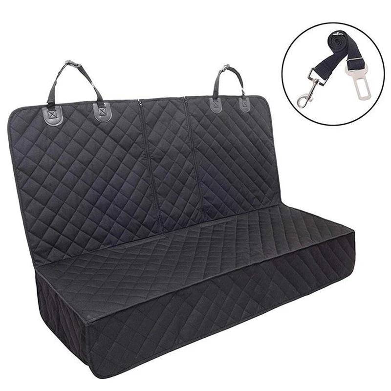 

POP DUCK Waterproof Non-Slip Anti-Scratch Pet Dog Car Seat Cover for Back Seat with Mesh Window Side Flaps and Storage Pockets, As like