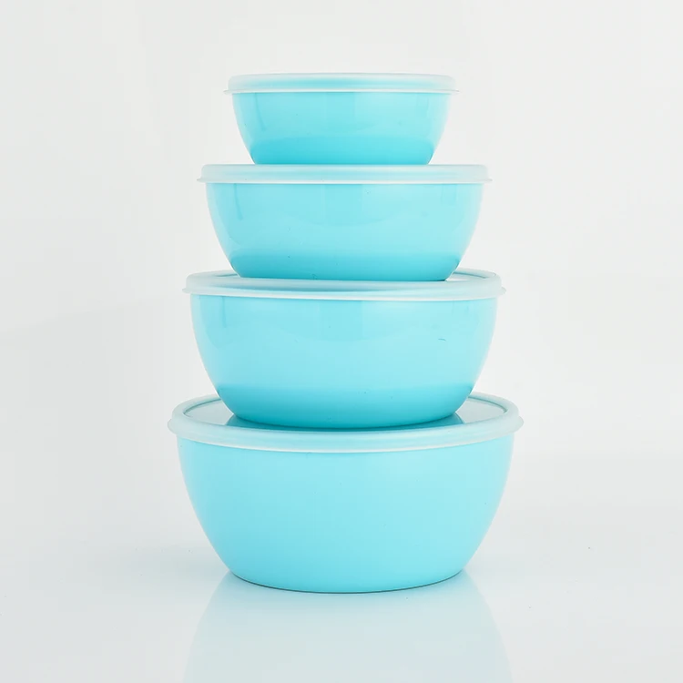 

2020 New Hot Sale Simple Design Plastic PP 4 Pieces Food Storage Box Kitchen Food Prep Bowl Set