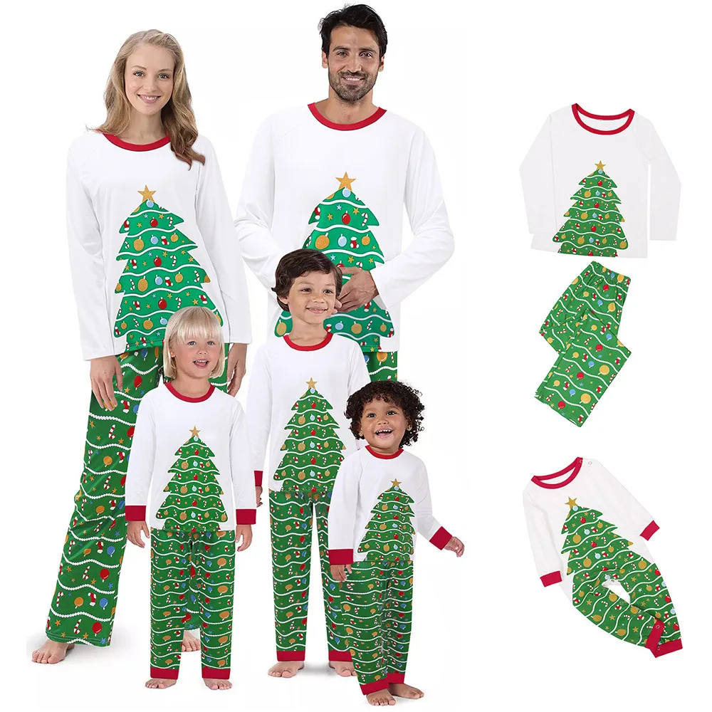

ready to ship Elva Quality christmas matching design family parent-child outfit pajama sets, Colorful