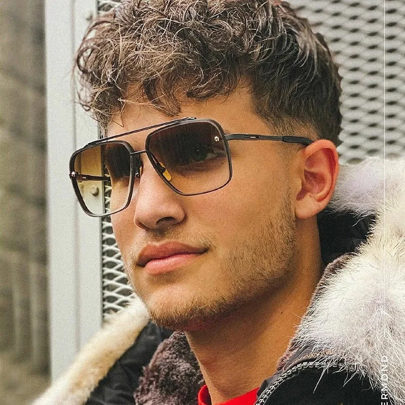 

Qsky china wholesale men metal frame cut edge sunglasses gradient color pilot sunglass over size square rimless sunglasses women