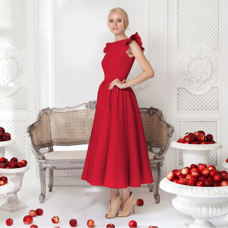 

Noble Princess Vintage Prom Dresses Solid Color Sleeveless Ruffle Dress Women Luxury Long Puff Sleeve Maxi Dress