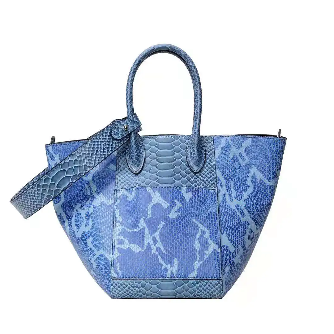 

2021 New Fashion Snake Pattern Handbag Leather Bucket Tote Handbags Female One-Shoulder Sling Bucket Bag Women, More