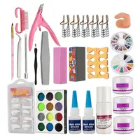 

Nail Art Set Acrylic Liquid Glitter Powder File Brush Form Tips Tools DIY Kit for lady nail art home using