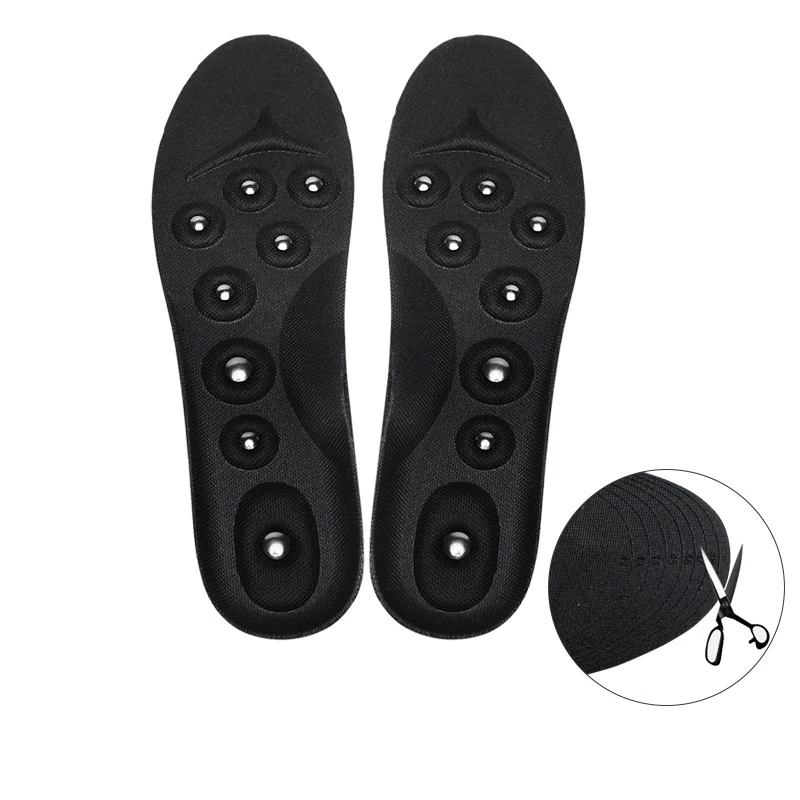 

wollet Breathable Black Health Care Foot Orthotics Acupuncture Magnetic Shoe Insoles for Plantar Fasciitis Pain Relief