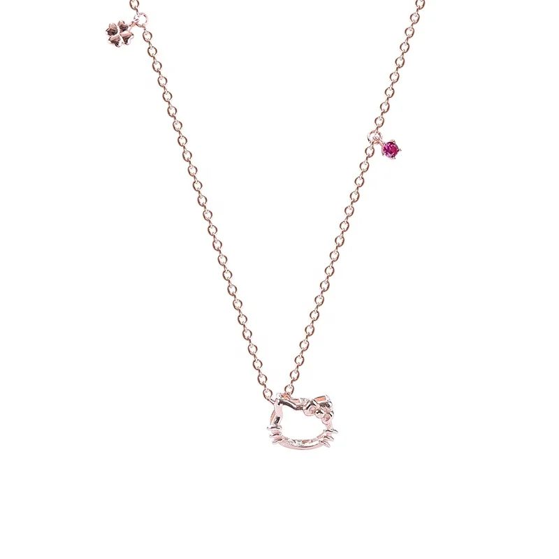 

Fashion Jewelry S925 sterling silver cute HelloKitty Cat Pendant Necklace for Girls