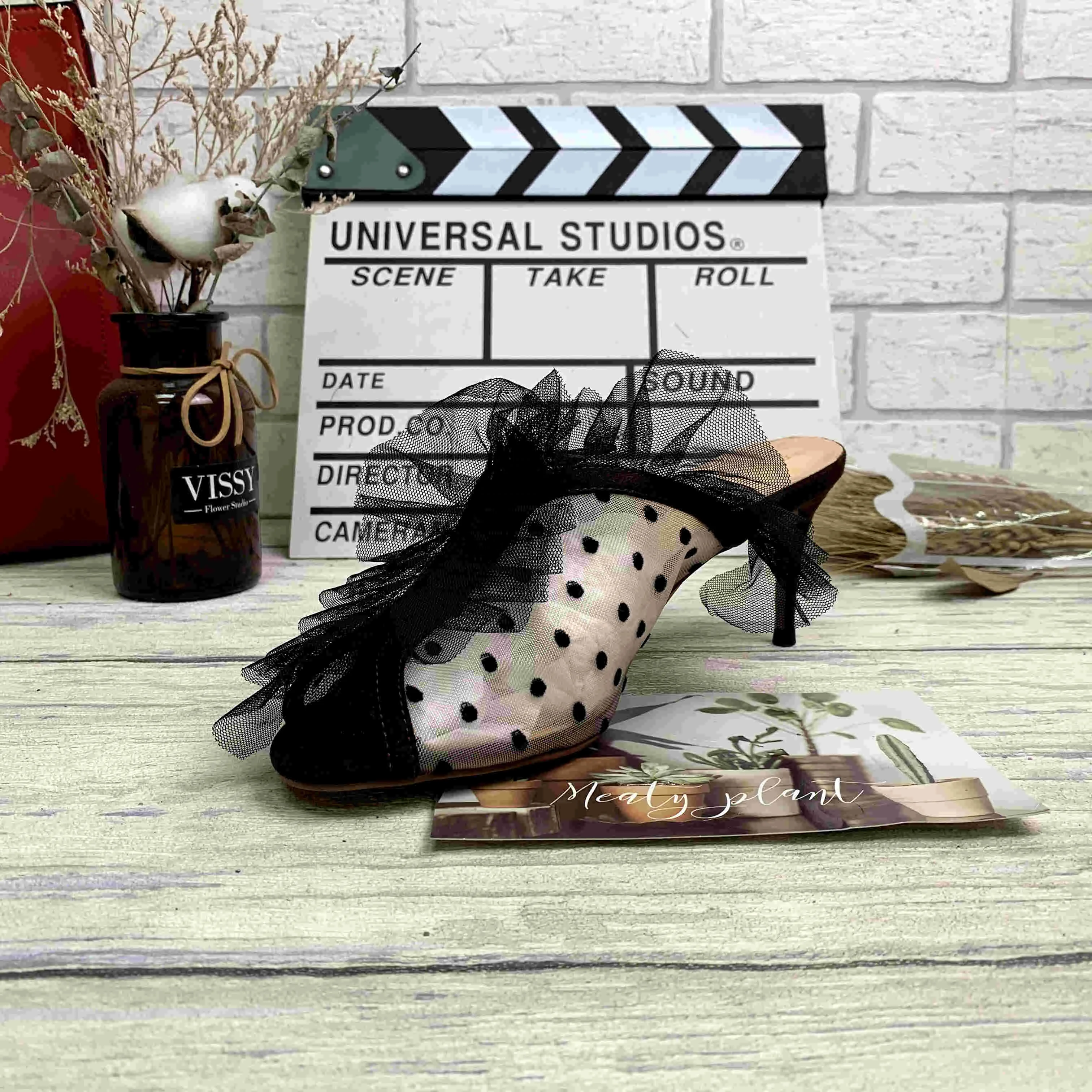 

2021 spring main push style mesh spotless heelless suede ladies high heels fashion European and American style wholesale, Black