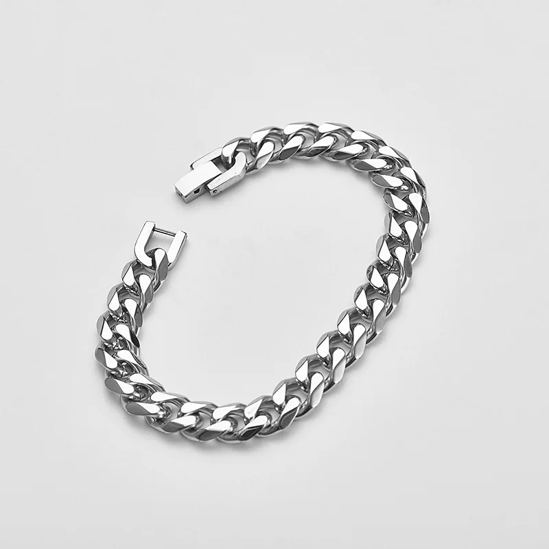 

Stainless steel vintage unique mens bracelets high quality plating curb chain custom mens bracelets luxury, 4 colors available