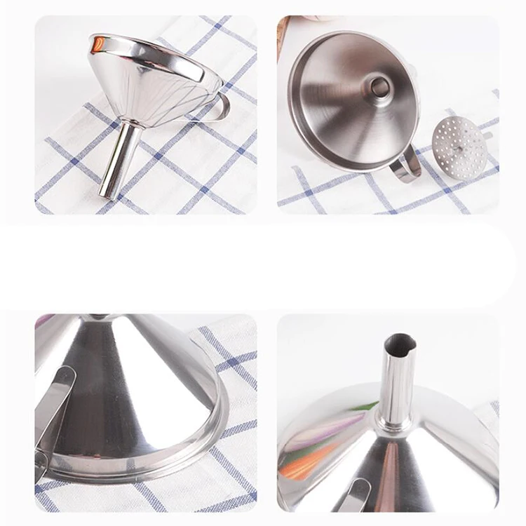 Stainless Steel Funnel With With Filter Strainer Fuel Water Liquid Lab Car Kitchen Tool Beer funnel for Spices Essential Oil