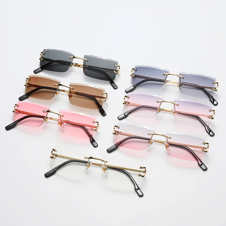 

Twooo 2261 Colorful Outdoor Square Jagged Rimless Sun glasses Women