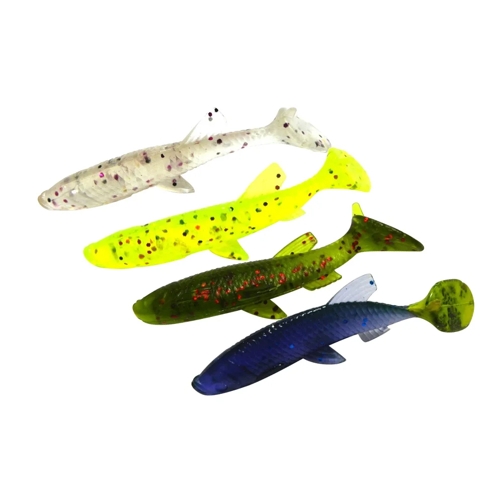 

70mm 5.5g lead head fish plastic soft bait minnow fishing soft vibe lures, Dark blue/dark green/light green/ transparent color