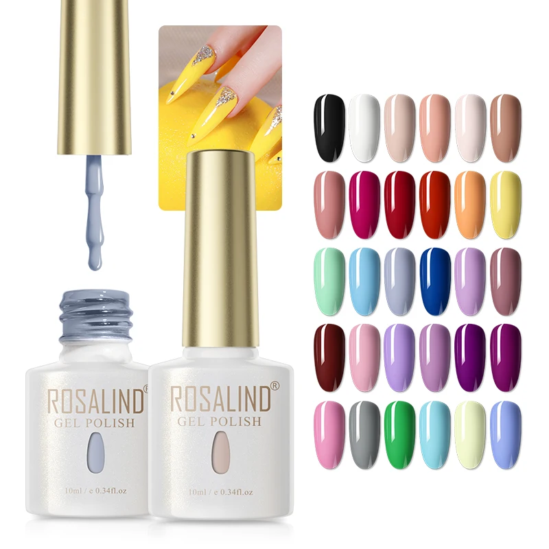 

Rosalind oem private label manicure new fashion 10ml semi permanent long lasting nails art gel varnish uv/led lamp gel polish, 30 colors