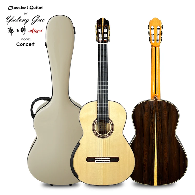 Aiersi Yulong Guo Handmade Double Top Classical Guitar   Concert Model