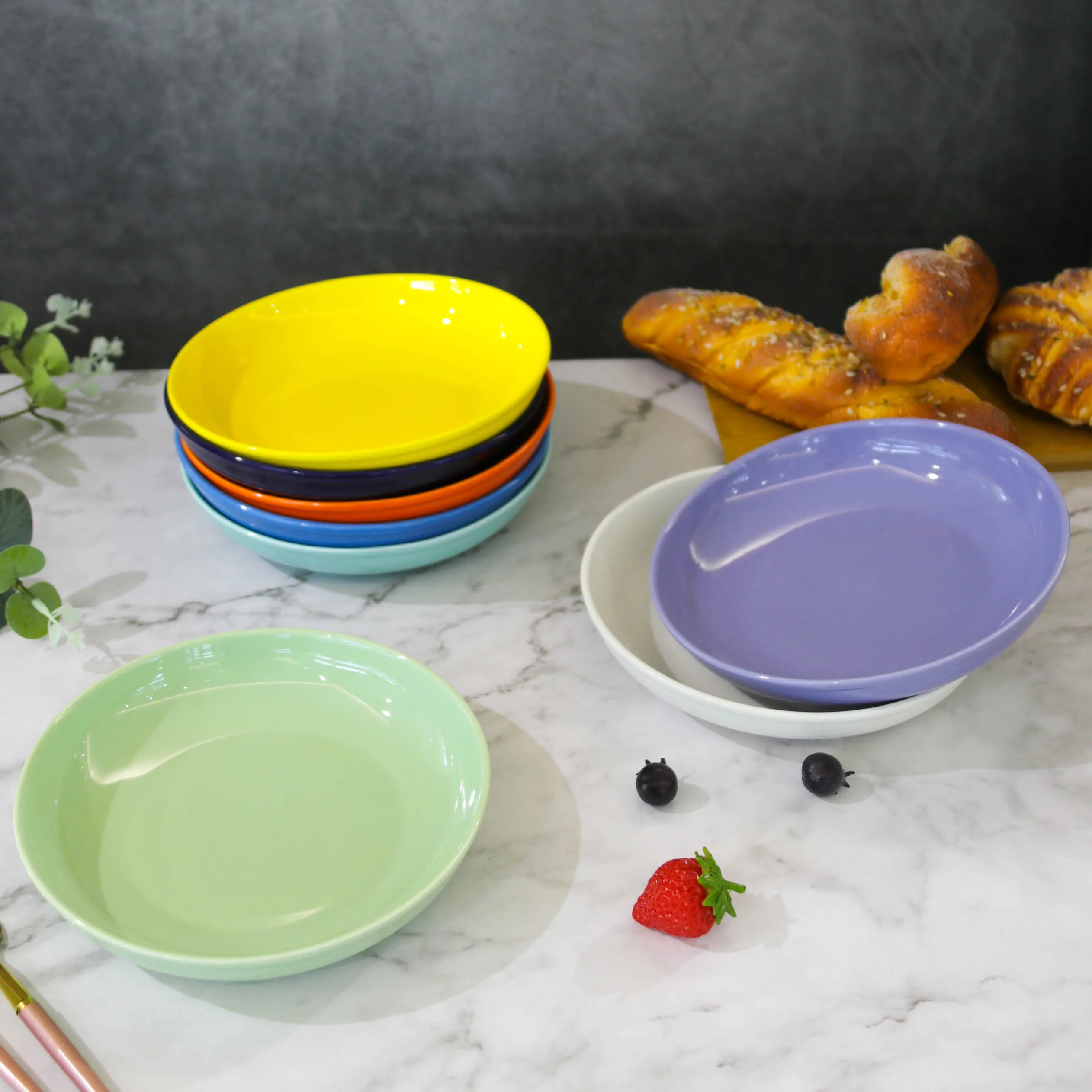 

Hot Sale Nordic Deep Soup Dish Creative Western Dish Pasta Steak Tray Home Plate Breakfast Round Ceramic Plate, As picture