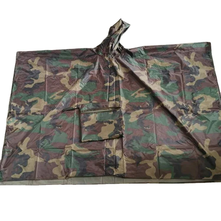 

camouflage Polyester fabric pvc coated military rain poncho