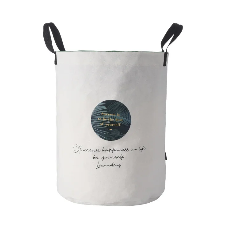 

A392 Household Large Foldable Canvas Dirty Clothes Organizer Portable Handle Bedroom Laundry Storage Basket, White