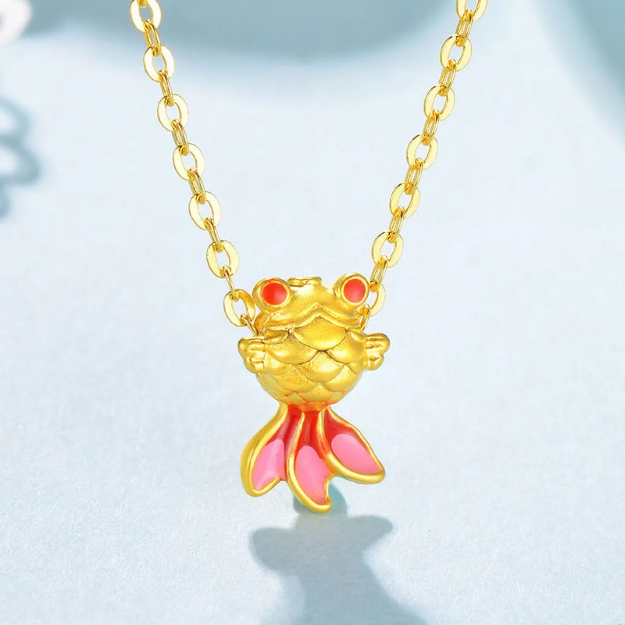 

Exquisite And Colorful 3d Printed 24k Gold 999 Goldfish Pendant Necklace dainty