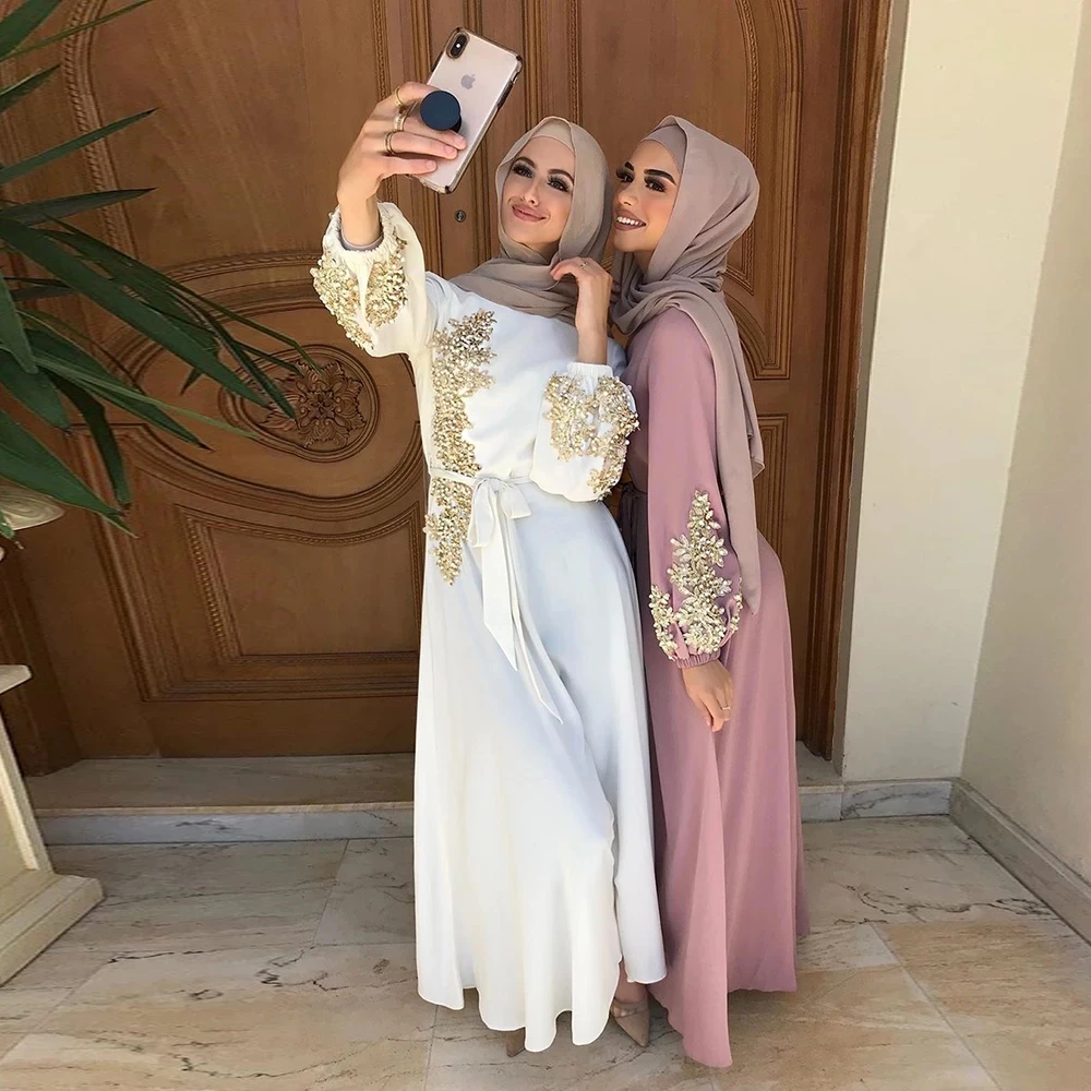 

Kaftan Dubai Abaya Turkey Muslim Women Hijab Dress Islam Caftan Marocain Dresses Vestidos Eid Mubarak European islamic clothing