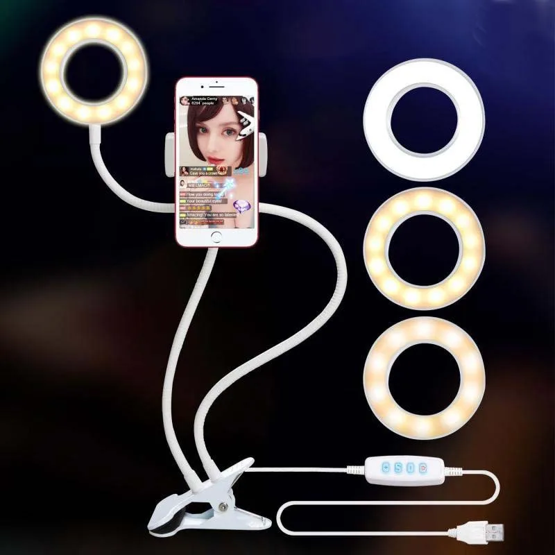 

3.5 inch Selfie Ring Light , Upgraded LED Ring Light Cell Phone Holder Stand for Live Stream/Makeup