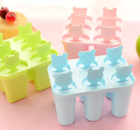 

2022 Cute DIY Bear Cartoon Popsicle Ice Cream Mold Popsicle Ice Cream With A Lid Ice Cube, Custom color