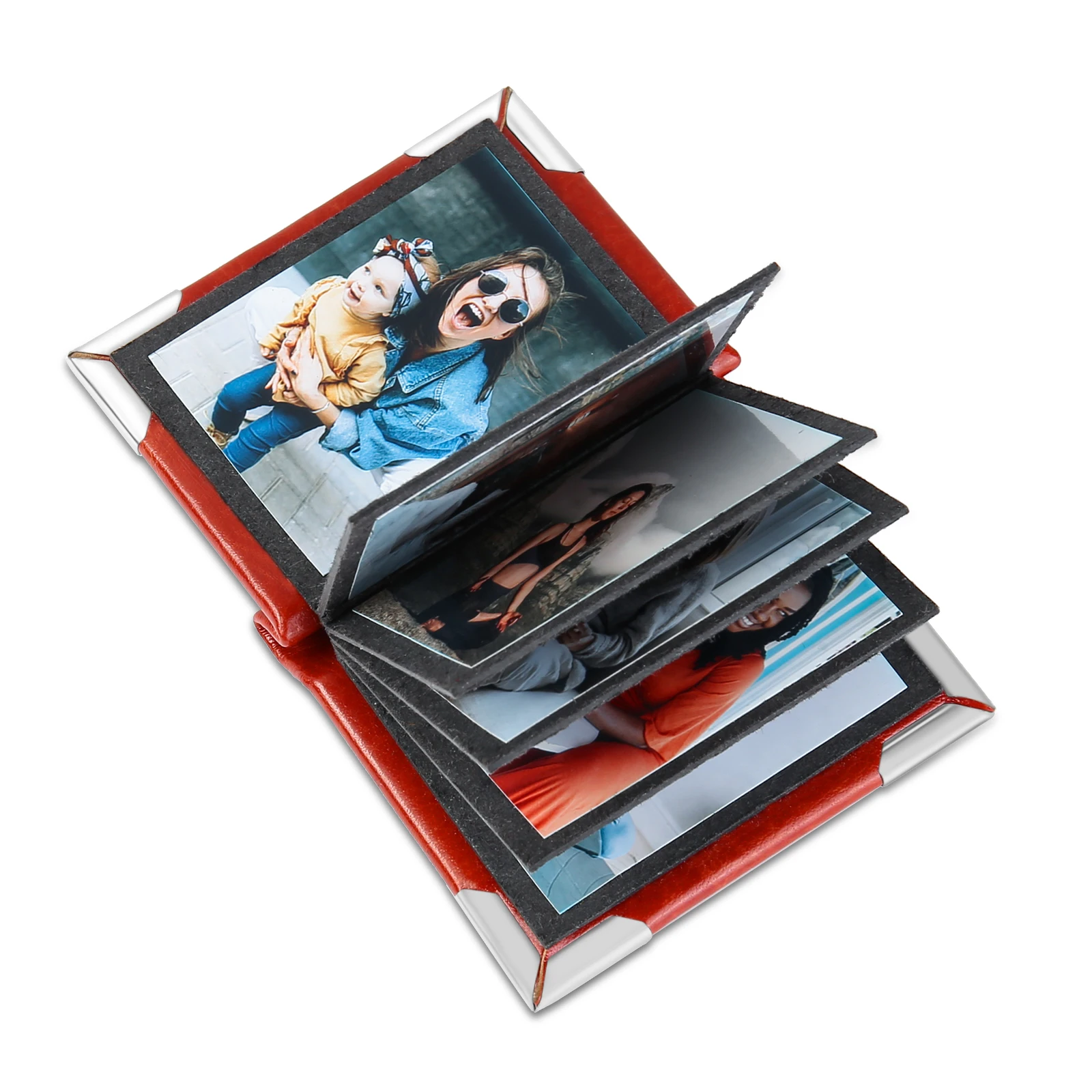 

Mini Photo Album Keychain Leather Material Personalised 5-10 Pics Photo Key Chain