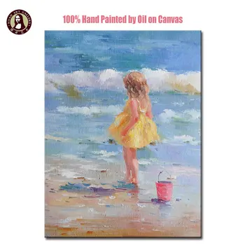 Beau Paysage Dessin Peinture Fille Nue Plage Enfants Peinture à Lhuile De Paysage Marin Sur Toile Buy Nue Fille Plage Peinture Huile Paysage