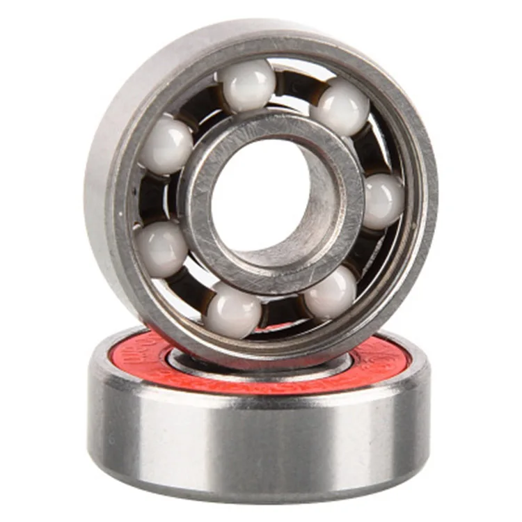 Hybrid ceramic ball and roller 608 skate bearings can be customized LOGO high speed 608 skateboard bearings, White/black