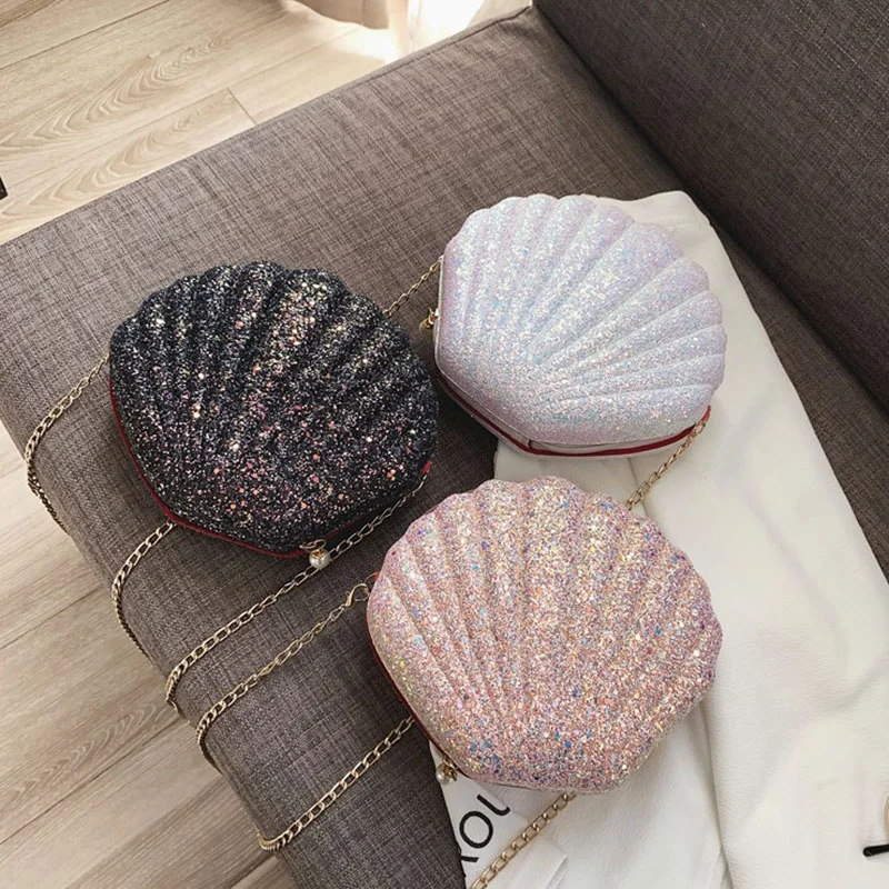 

Fashion new hard shell pearl women shoulder chain bag mini girls sequin evening hand bag
