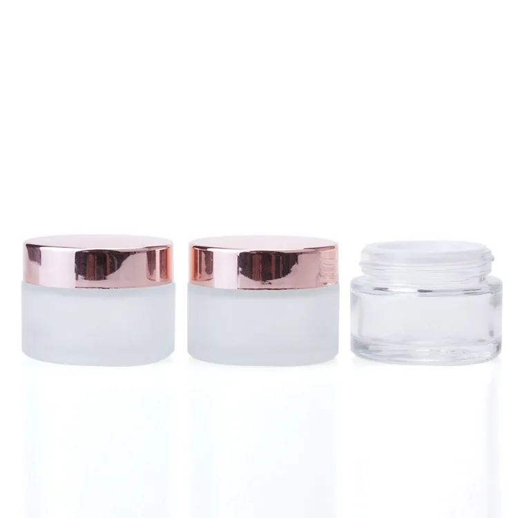 

Skincare Coloured Rose Gold Glass Cosmetic 50ml Clear Cream Jar