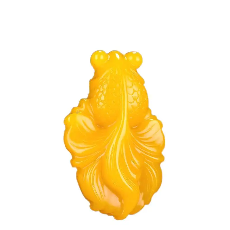 

Yellow Jade Goldfish Pendant Amulet Gifts Charm Fashion Jadeite Fish Carved Jewelry Chinese Women Necklace Natural