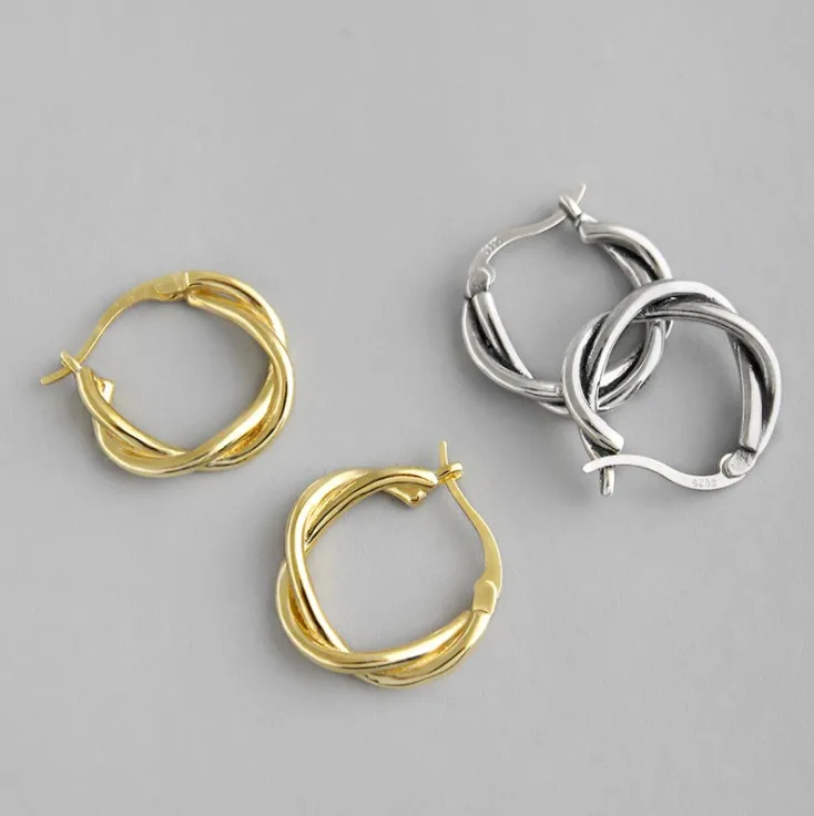 

Minimalist small twisted huggie hoops earrings jewelry 925 sterling silver hoop earrings 18k gold plated, Gold/silver/customize