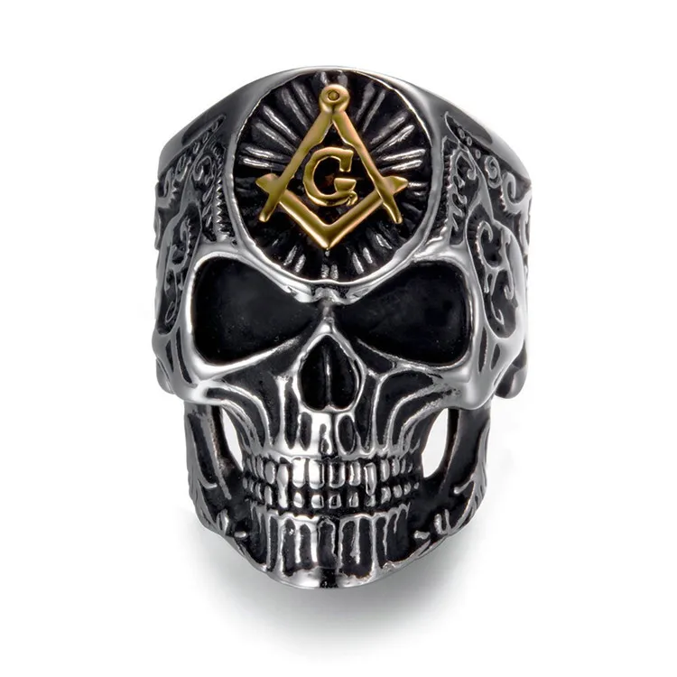 

wholesale Freemasonry skull ring punk ring domatic personality of men ring