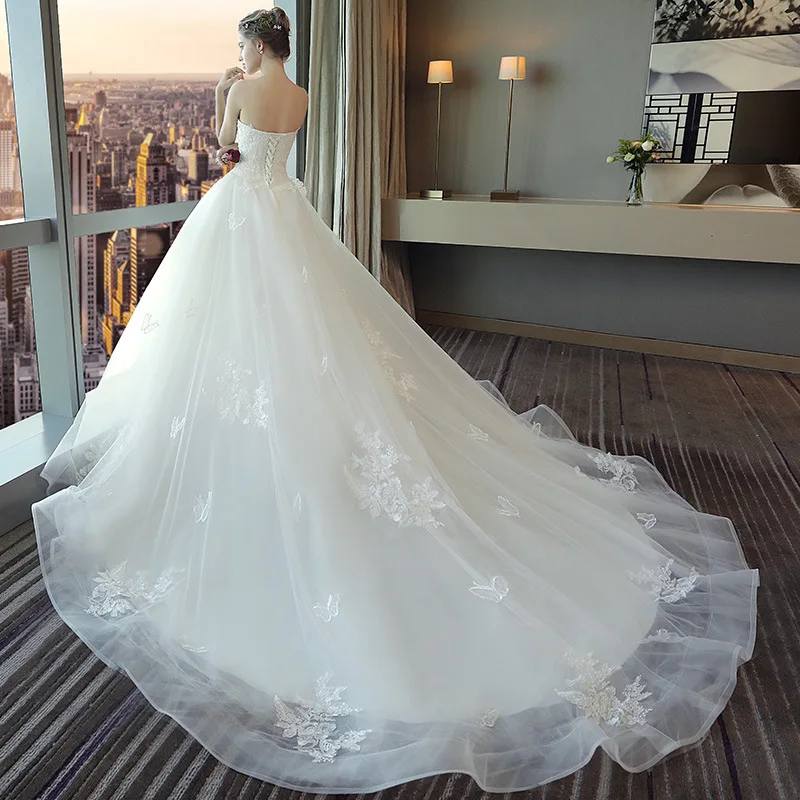 

2021new cheapest white chic luxury blanche simple femme coute princess robe de mariage wedding dress