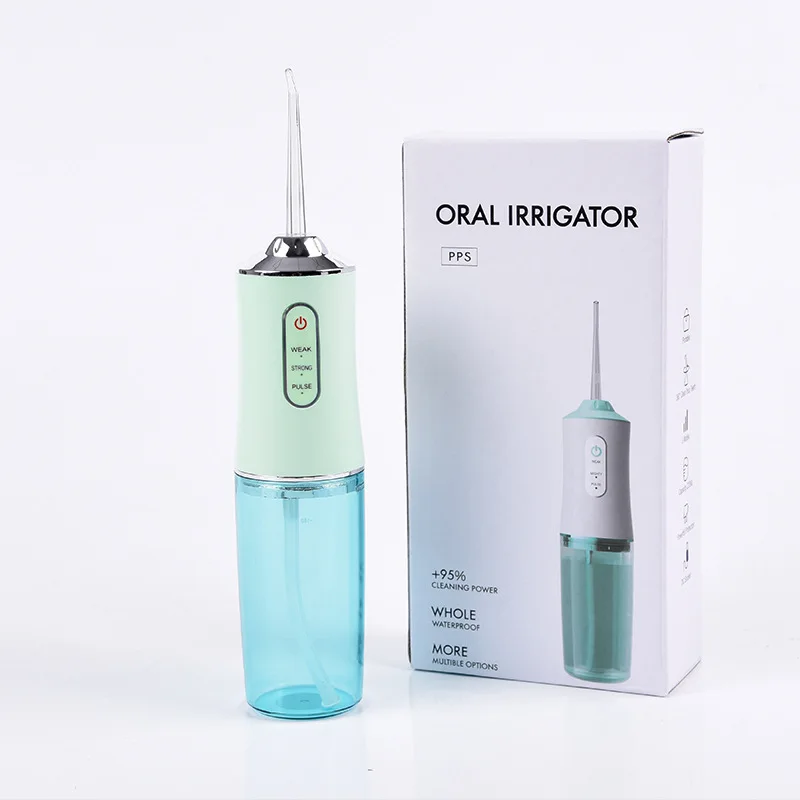 

Powerful Pulse Technology Water Floss High Frequency Pulse Oral Irrigator 220ML Large Water Tank, White + green + pink