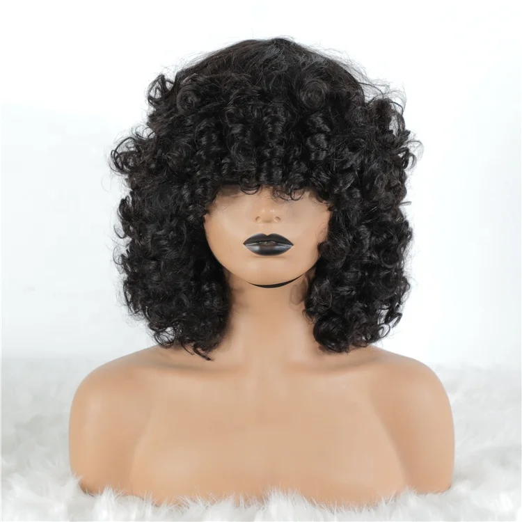 

Hot Beauty 12a Grade Funmi Super Double Drawn Pixie Cut Short Wigs With Bang Human Hair Brazilian Rose Curl Fringe Wig Vendors, #1b natural black,12a virgin unprocessed hair