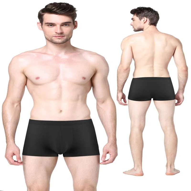 

Luxury mercerized Very thin men's underwear nylon ice silk boxers double bagged high-interest high-stretch Seamless boxers man, Customized color
