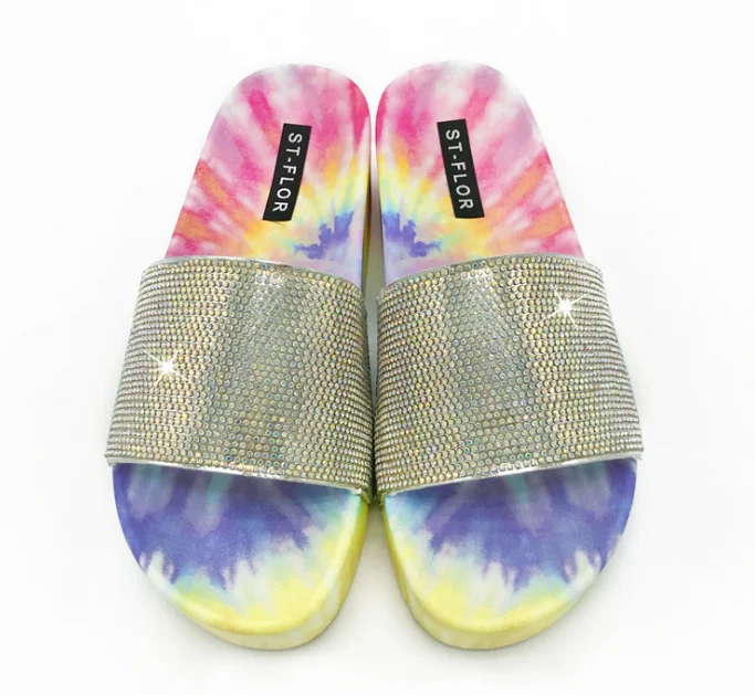 

2021 women's Glitter Slippers Beach Diamond Flat Shoes Outdoor Bling Sandals