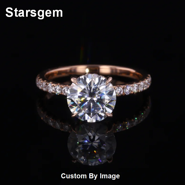 

Starsgem Four Claw 14K Gold Moissanite & Diamond Eternity Wedding Engagement Ring