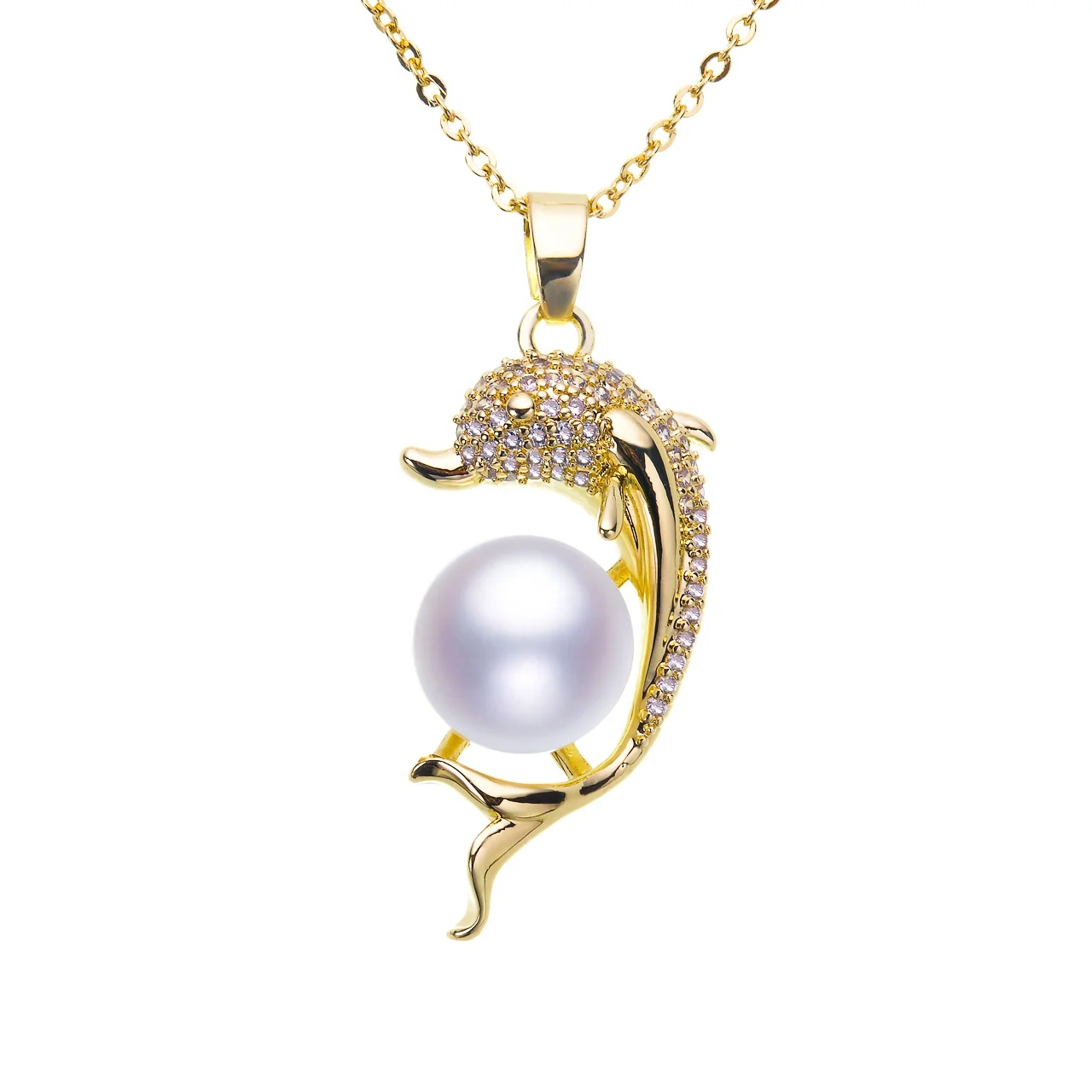 

Dolphin Necklace Zircons  Large Pearl Elegant And Noble, Suitable As A Gift For Your Lover, White