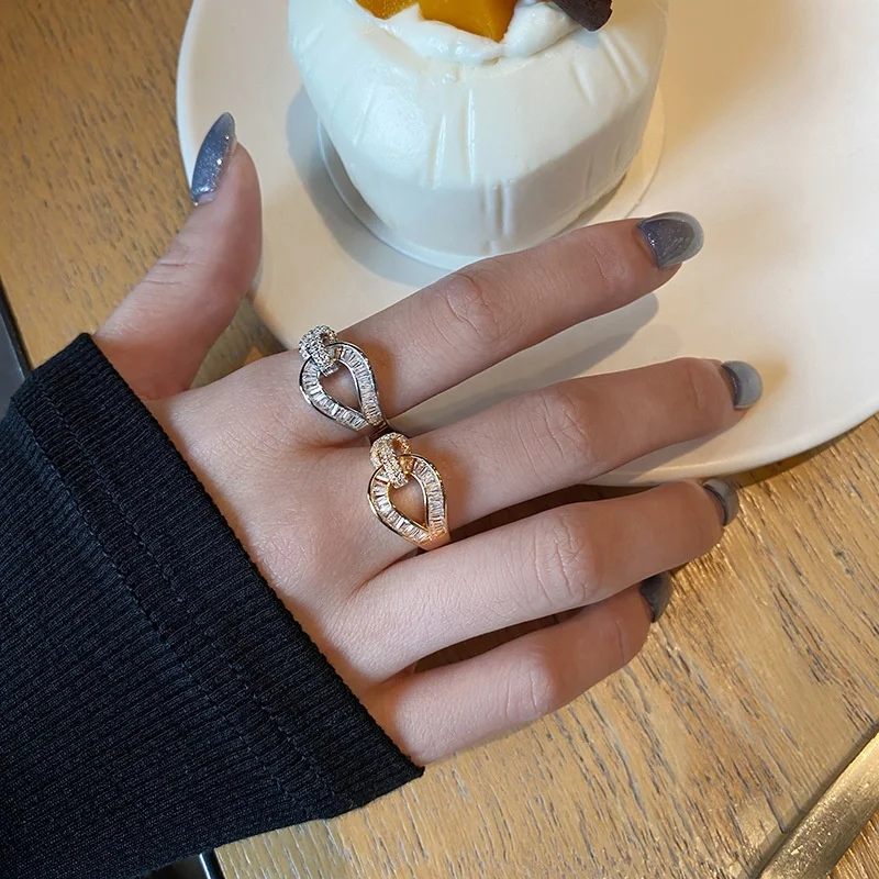 

French high end simple luxury micro inlay T shaped shiny cz zircon stone adjustable rings for women gift jewelry, As the pic show