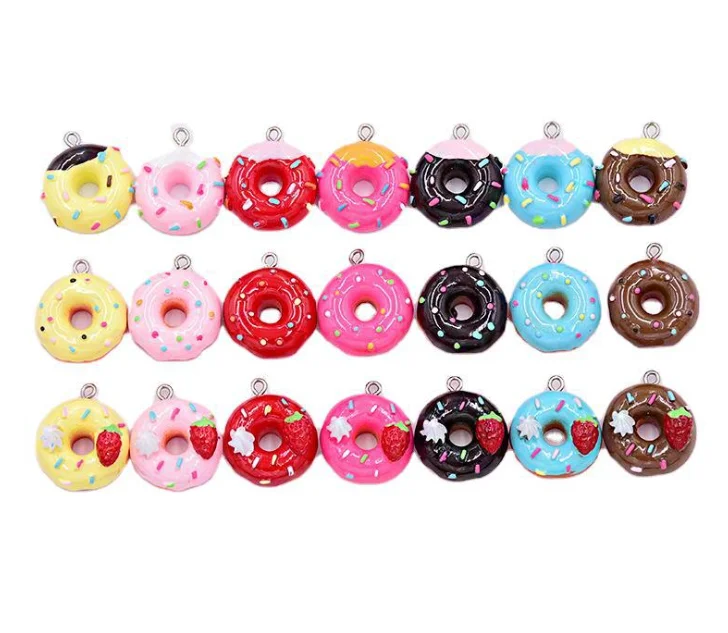 

imitation food dessert doughnut charms resin doughnut cake charms children toys gifts resin charms accessories, As picture