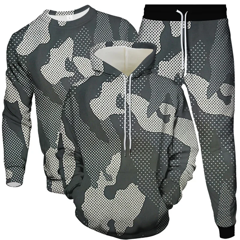 

New Popular Fall Camouflage 3D Print Women Men Casual T Shirt Jogger graphic hoodies Sweater Pant Tracksuit Set