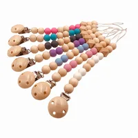 

Silicone Baby Pacifier Clip,Silicone wood Baby Pacifier Chain,Wooden Baby Teething Pacifier Clip Silicone Beads Dummy Chain
