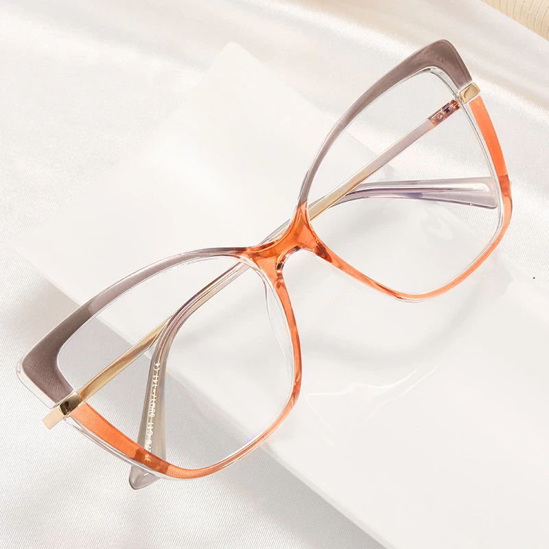 

Hot Selling Two-Color Computer Glasses Frame Women Eyewear Cat Eye Blue Light Blocking Optical Glasses Spot