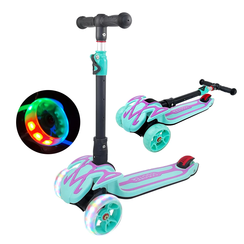 

Adjustable height 3 flashing wheel kids kick scooter foldable kick scooter