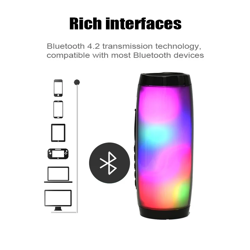 TG157 LED Bluetooth Speaker Waterproof Portable Outdoor Speaker Wireless Mini Support TF Card USB Charge 1200mAh - ANKUX.COM