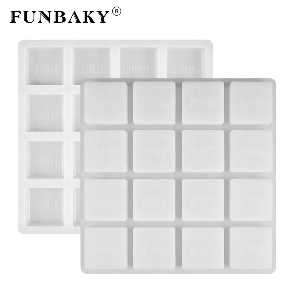 

FUNBAKY Rectangle 16 cavity large volume printed soap silicone mold handcraft making kits candle mold silicone cake mold, Customized color