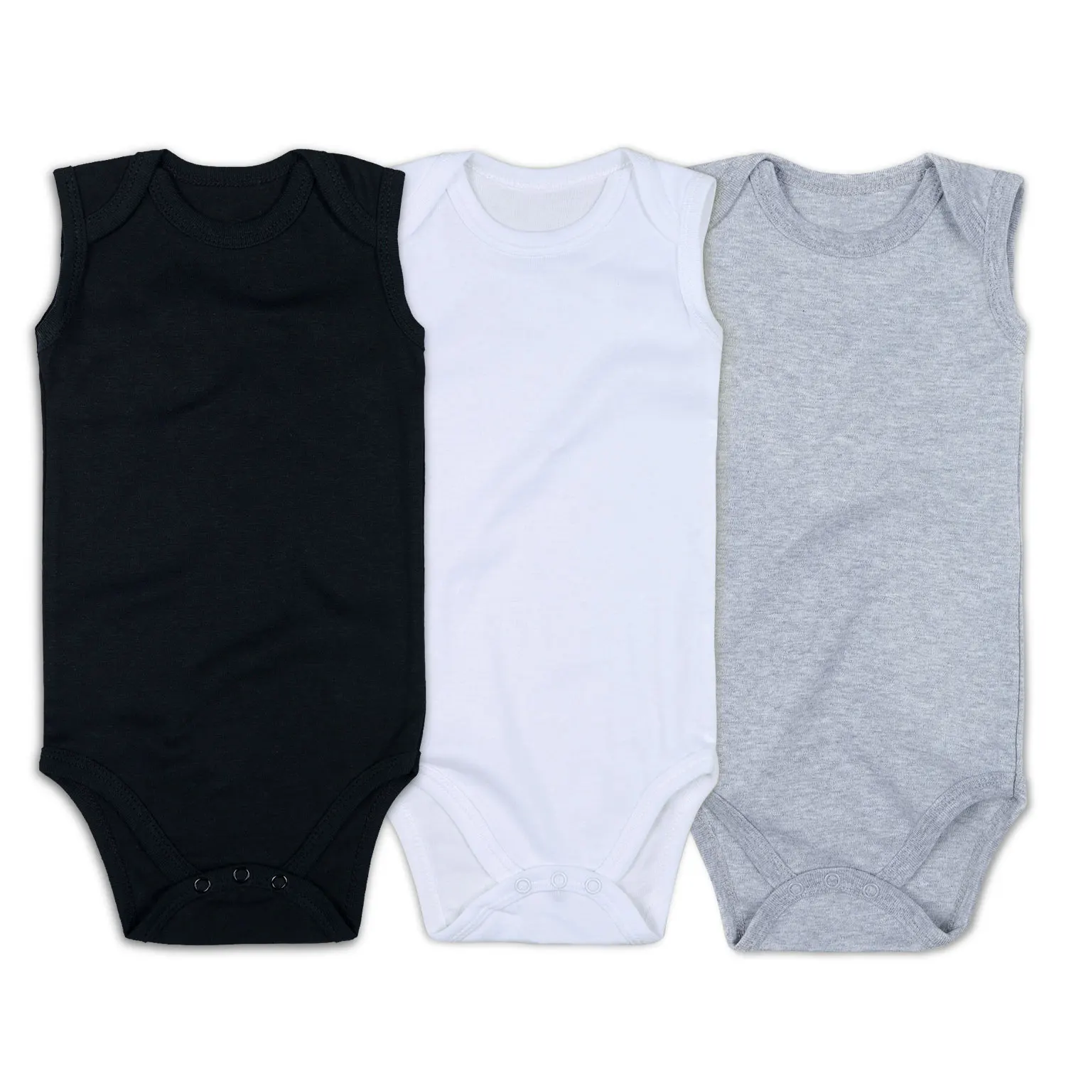 

2021 Factory wholesale FSleeveless 100% Cotton Custom Logo Organic Baby Bodysuit, Mix color