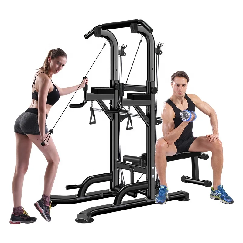 

China multi strength fitness equipment gym trainer indoor home gym equipment multi power tower 4 station multi gym equipment, Black/white