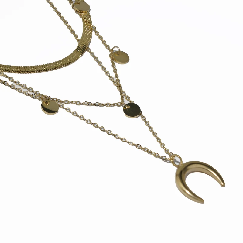 

Mother's Day gift 14K stainless steel gold plated snake Necklace Jewelry Moon Pendant Necklace Jewelry